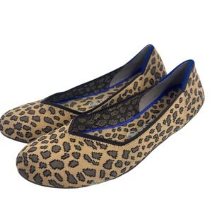 Rothys The Flat Retired Leopard Print Round Toe Women Size 9 Sustainable Classic